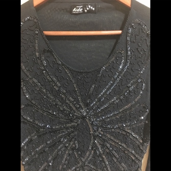 Handmade black soirée blouse from Egypt - Picture 5 of 8